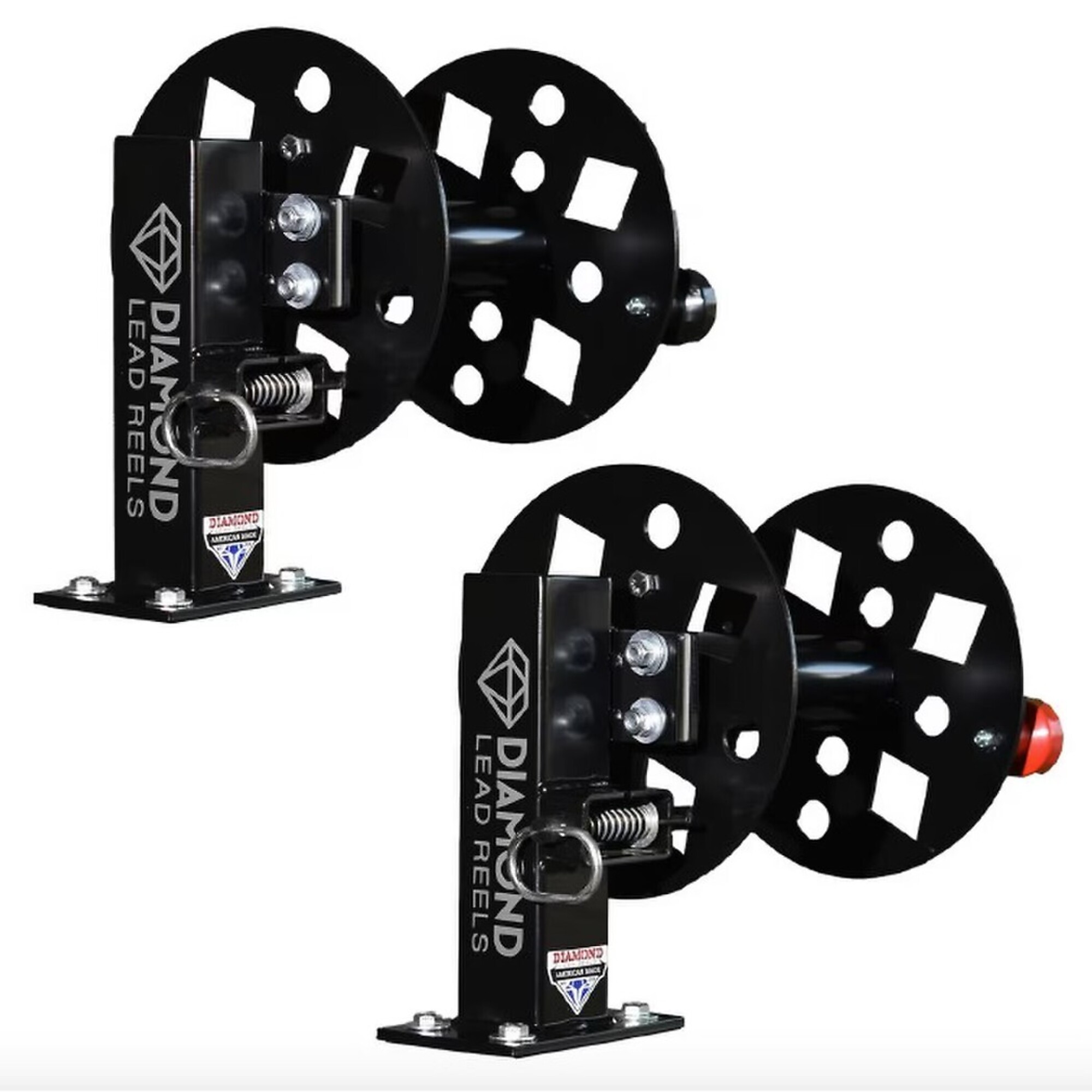Diamond Lead Reels HD Steel Welding Lead Reel — 12in., Fixed Base, Live Reel Setup, Model# DLRFBSSET12BLK